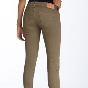 True Religion Casey Skinny Jeans in Olive Size 28